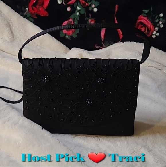 Jose Cotel Handbags - WAS $399 JOSE COTEL  Rare 1980's VINTAGE PARIS Black Designer Beaded Evening Bag